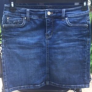 WHBM dark blue jeans skirt, size 2